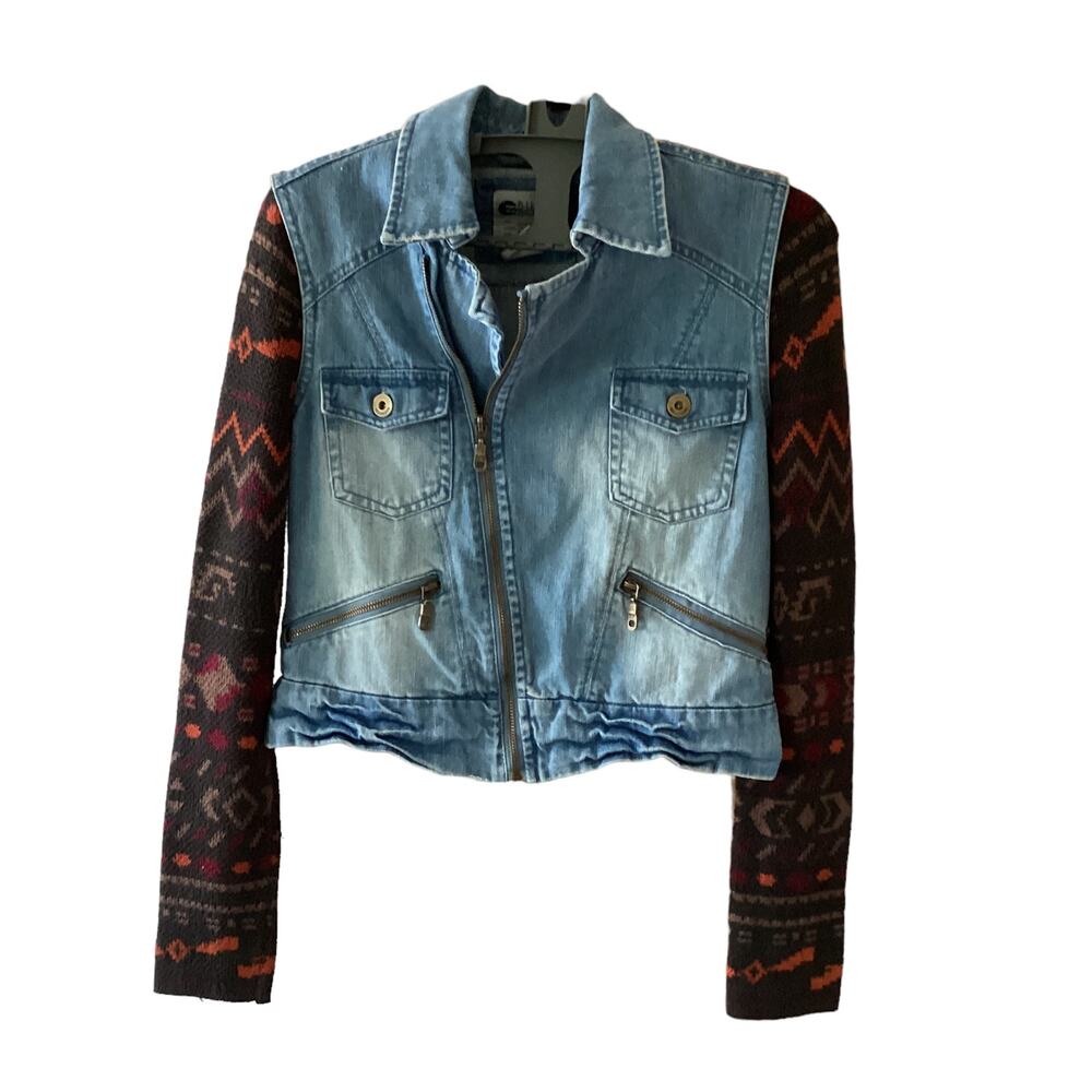 Vintage Billabong Jeans Jacket with Sweater Sleeves Size S